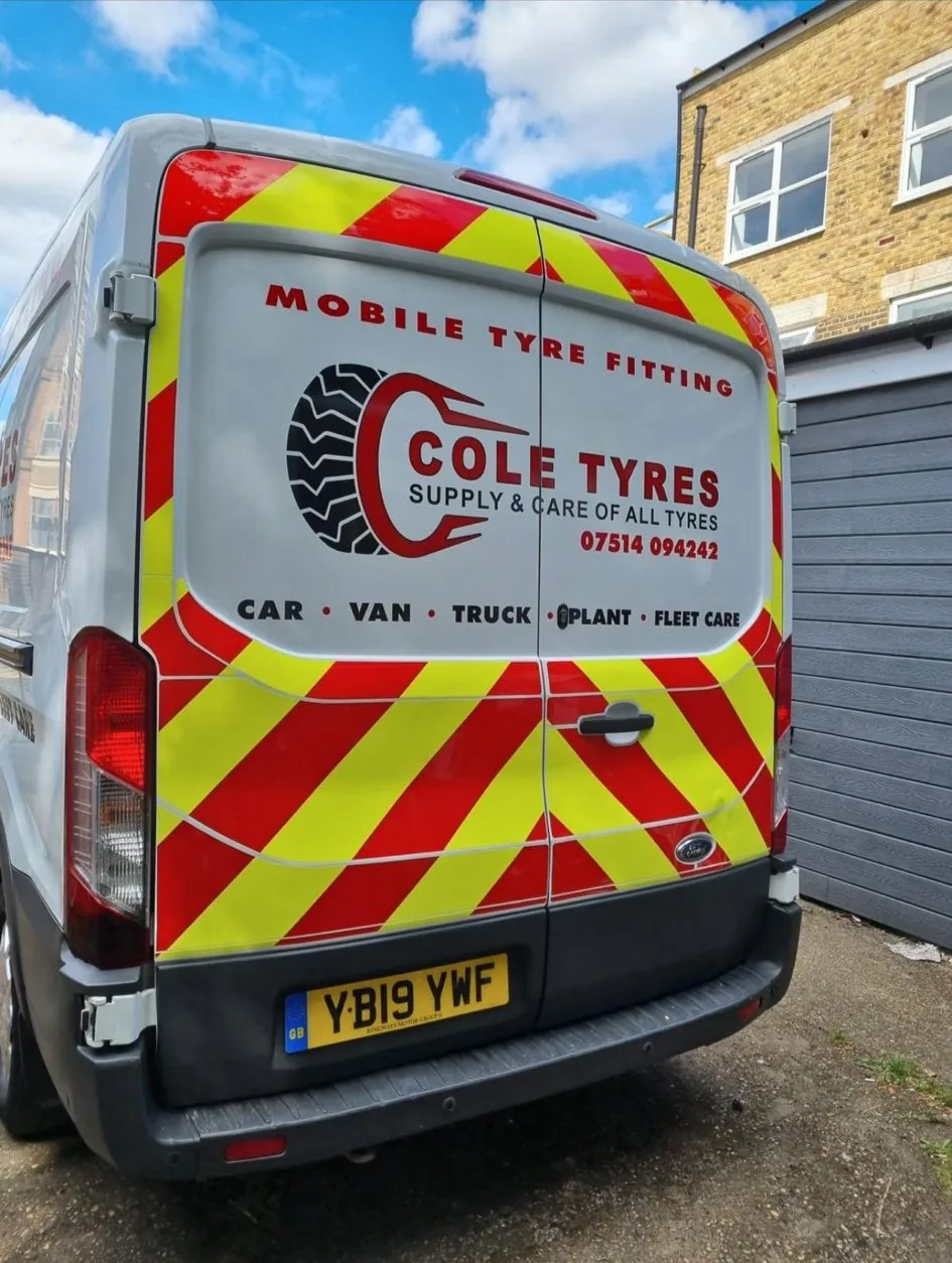 Cole Tyres van reflective markings and sign writing by Talion Graffix
